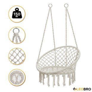 Підвісне плетене крісло-гойдалка LEOBRO Boho XL 80 см Cream (LB-1103) 9026 фото