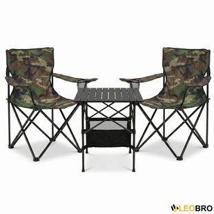 Комплект туристичний - стіл LEOBRO 52x52x50 см та 2 крісла Lite Military 8914  фото