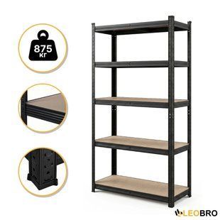 Стелаж LEOBRO Premium Black 200 х 90 х 40 см, 175кг/полиця, 5 полиць (LB-R128) 9238 фото